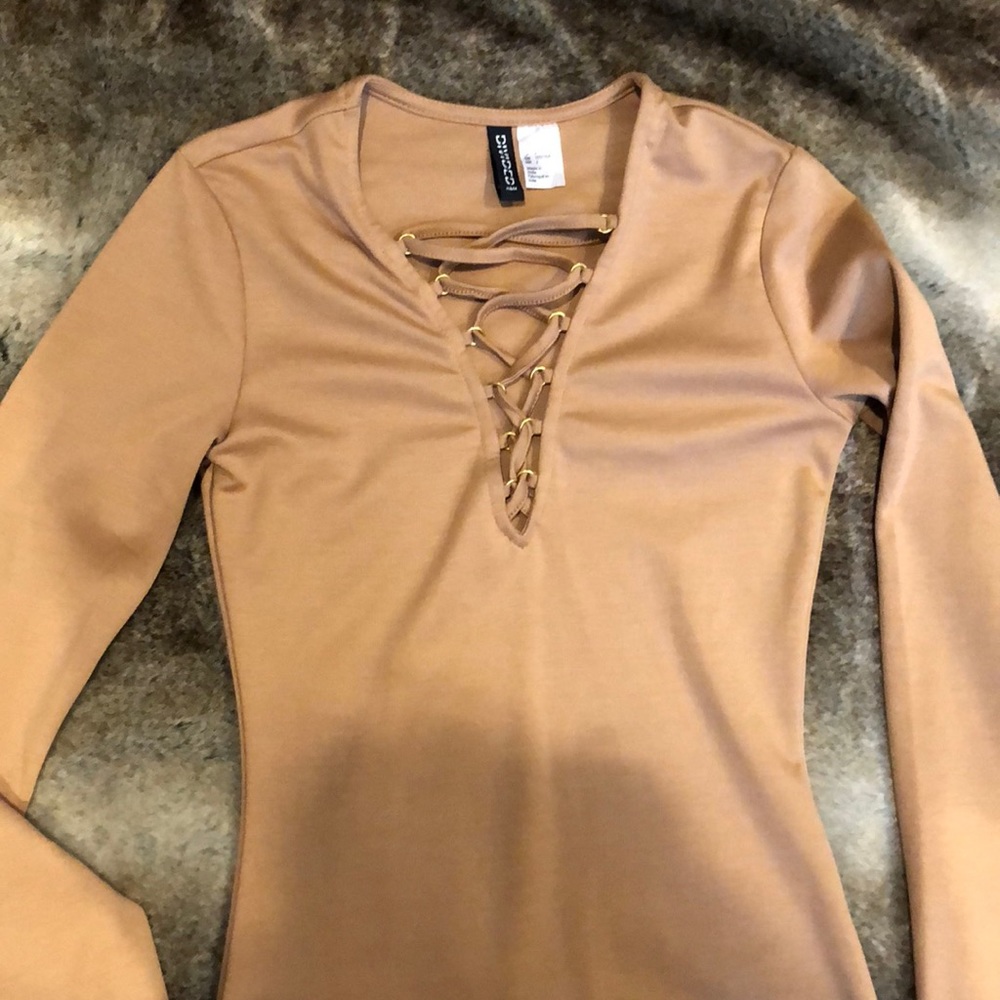 Camel lace up dress - Picture 2 of 2